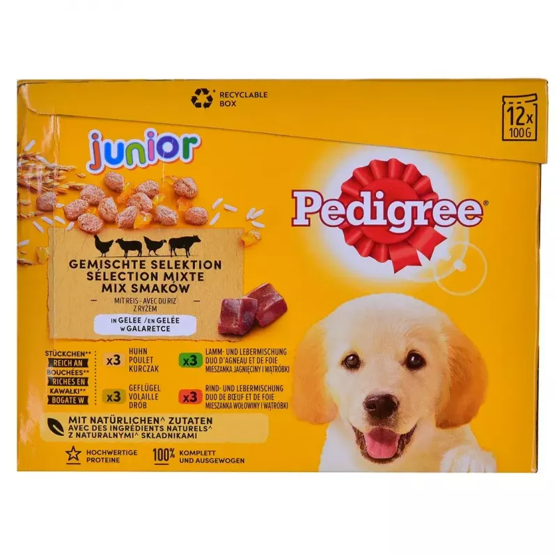 Pedigree Junior Selection Mix mitrā barība suņiem, 12 x 100 g