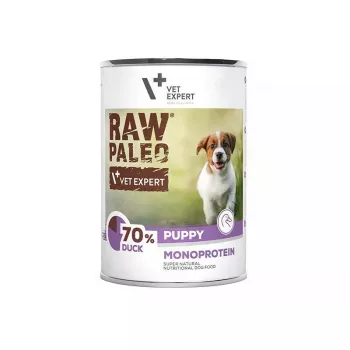 Slapjā barība kucēniem VETEXPERT RAW PALEO Puppy Monoprotein Duck 400 g