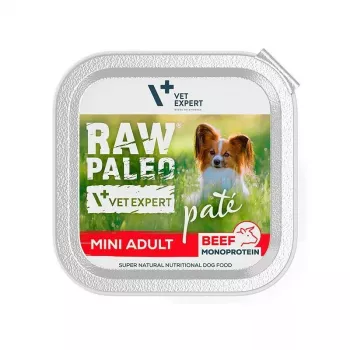 Slapjā suņu barība VETEXPERT RAW PALEO Pate Mini Adult Liellopu gaļa 150 g