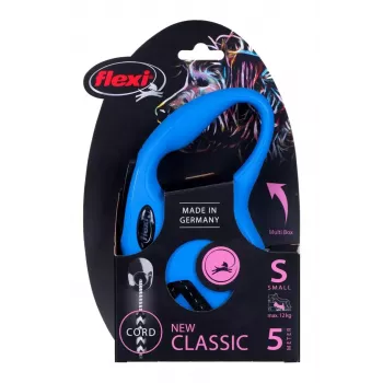 Izvelkamā suņu pavada Flexi New Classic S — aukla, 5 m, vienpavadai, zila, max slodze 12 kg
