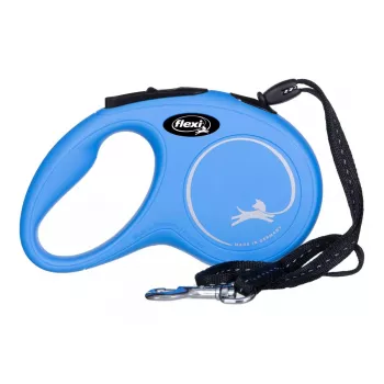 Izvelkamā suņu pavada Flexi New Classic S — aukla, 5 m, vienpavadai, zila, max slodze 12 kg
