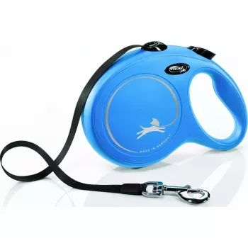 Izvelkamā pavada Flexi New Classic 8 m — Flexi 8 m auklas pavada, zila, L, maks. slodze 50 kg