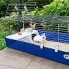 Būris FERPLAST Rabbit 120 Blue — metāla un plastmasas trušu būris 1180×585×495 mm, trušiem 5–9,9 kg