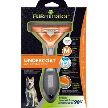 FURminator FUR151388 izsukāšanas birste vidējiem suņiem (10–25 kg), īsspalvainiem, pelēki oranža