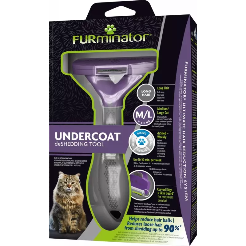 FURminator FUR151357 deshedder birste garspalvainiem kaķiem (Ragdoll), melna, 270 g