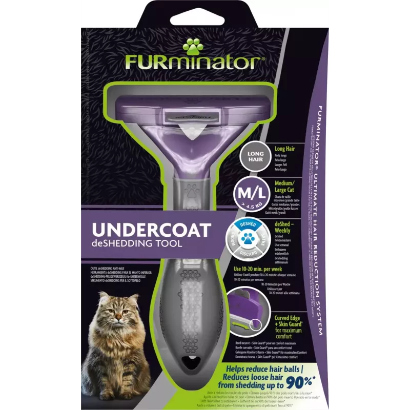 FURminator FUR151357 deshedder birste garspalvainiem kaķiem (Ragdoll), melna, 270 g