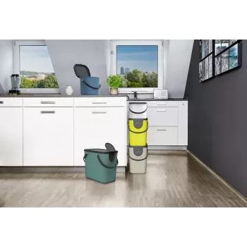 Atkritumu konteiners rotho Albula taisnstūrveida plastmasas 6 L, pārstrādāta plastmasa, tumši zaļš, ar rokturi
