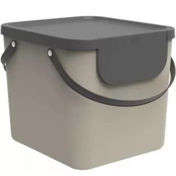 Atkritumu konteiners Rotho Albula taisnstūrveida 40 L, technopolimērs, kapučīno, 400×358×340 mm, pakarināšanas caurums