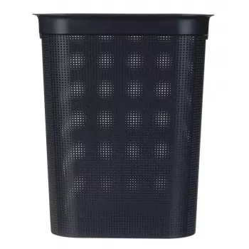 Veļas grozs rotho Brisen 50 L ventilēts plastmasas grozs ar vāku un pakarināšanas caurumu, melns, 340×431×529 mm