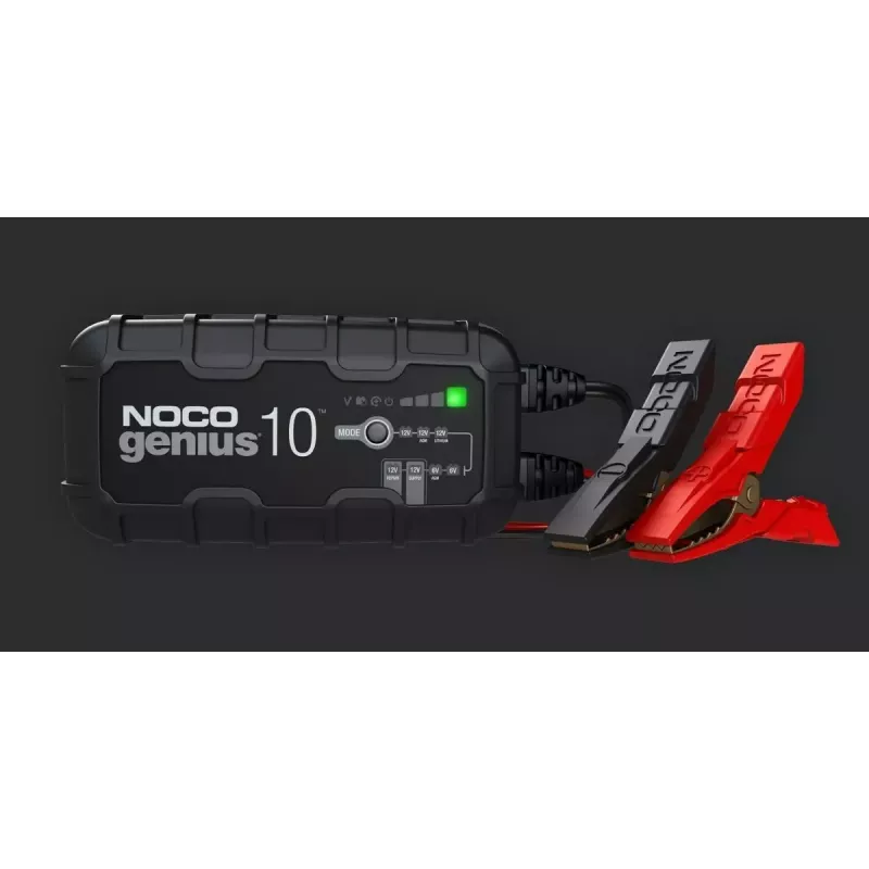 Bateriju lādētājs NOCO GENIUS10 EU 10 A 6V/12V — uzturēšana un desulfatācija, 150 W, Li-Ion/AGM/Gel, IPX ūdensizturīgs