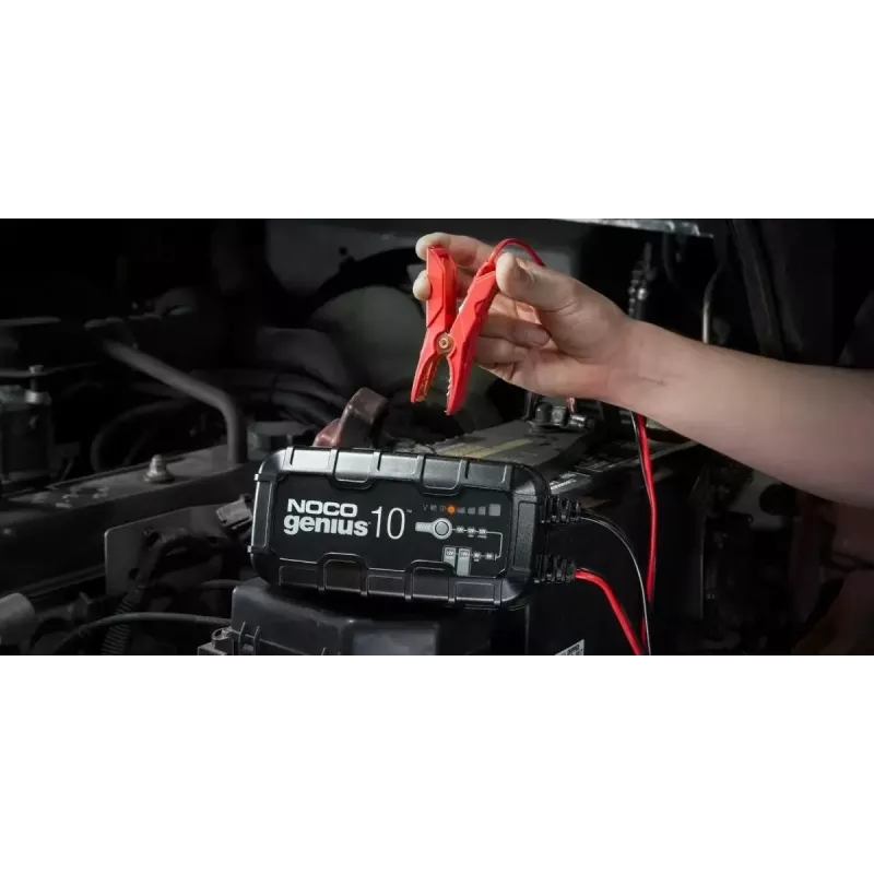 Bateriju lādētājs NOCO GENIUS10 EU 10 A 6V/12V — uzturēšana un desulfatācija, 150 W, Li-Ion/AGM/Gel, IPX ūdensizturīgs