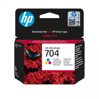 HP 704 trīskrāsu oriģinālā tintes kasetne, ciāna, fuksīna, dzeltena, 1 gab., 200 lappuses
