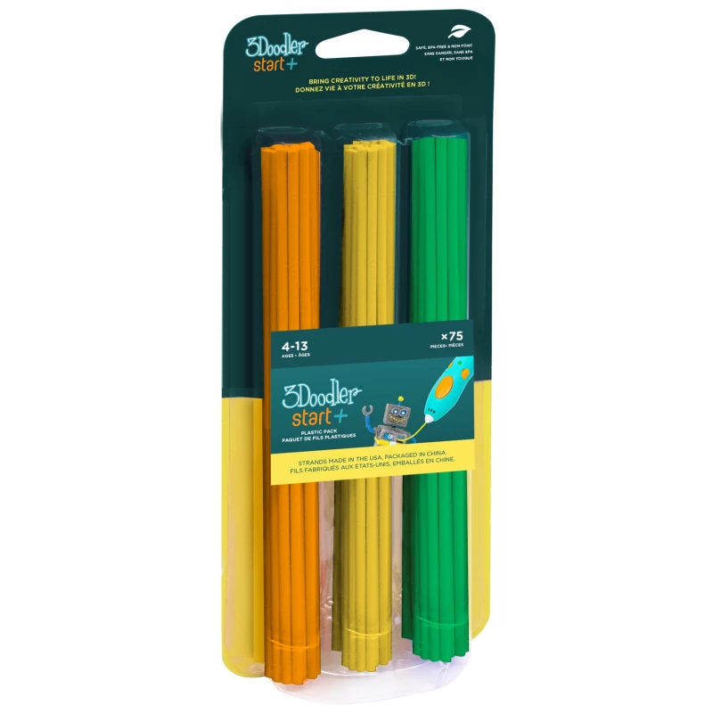 3Doodler Start 3DS-ECO-MIX2-75 3D drukāšanas materiāls Kompostējama plastmasa Zaļš, Oranžs, Dzeltens 1 g