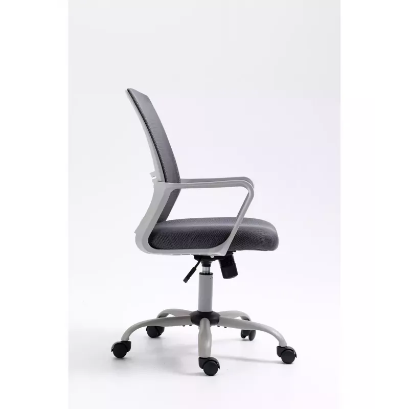 Biroja krēsls ActiveJet YK01 ar polsterētu sēdekli un sieta atzveltni, pelēks, regulējams augstums 46–56 cm