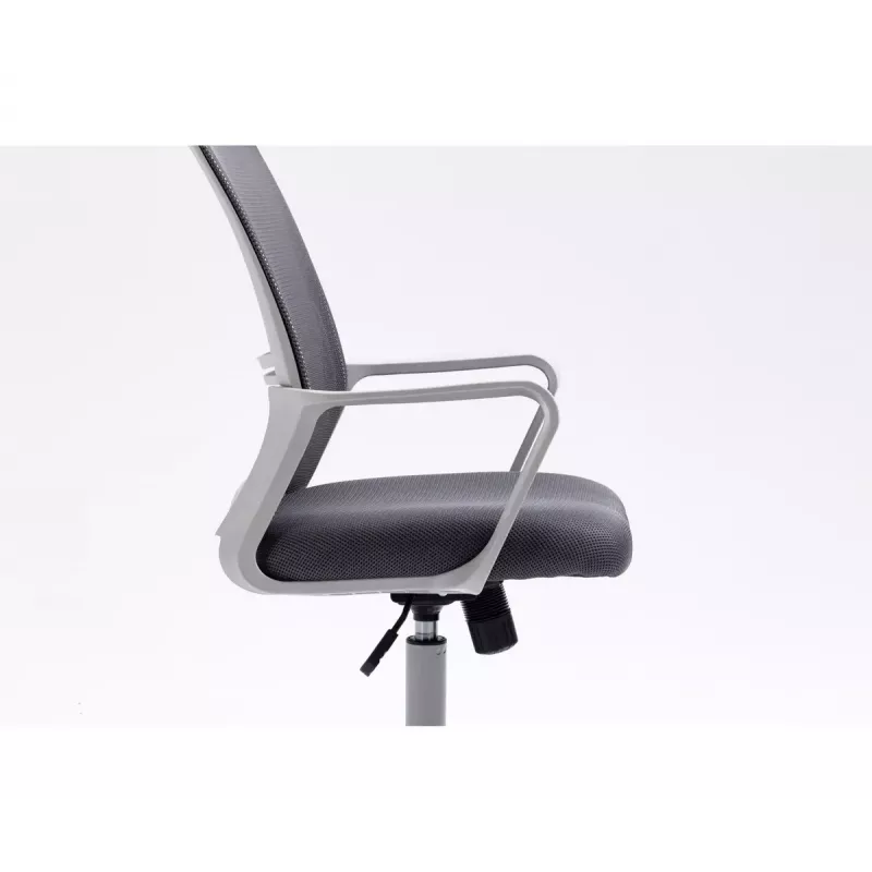 Biroja krēsls ActiveJet YK01 ar polsterētu sēdekli un sieta atzveltni, pelēks, regulējams augstums 46–56 cm