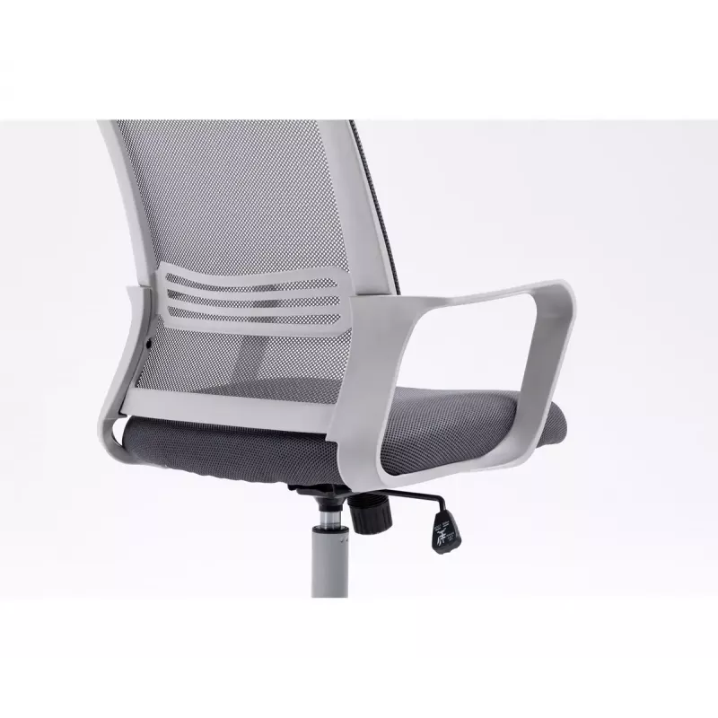 Biroja krēsls ActiveJet YK01 ar polsterētu sēdekli un sieta atzveltni, pelēks, regulējams augstums 46–56 cm