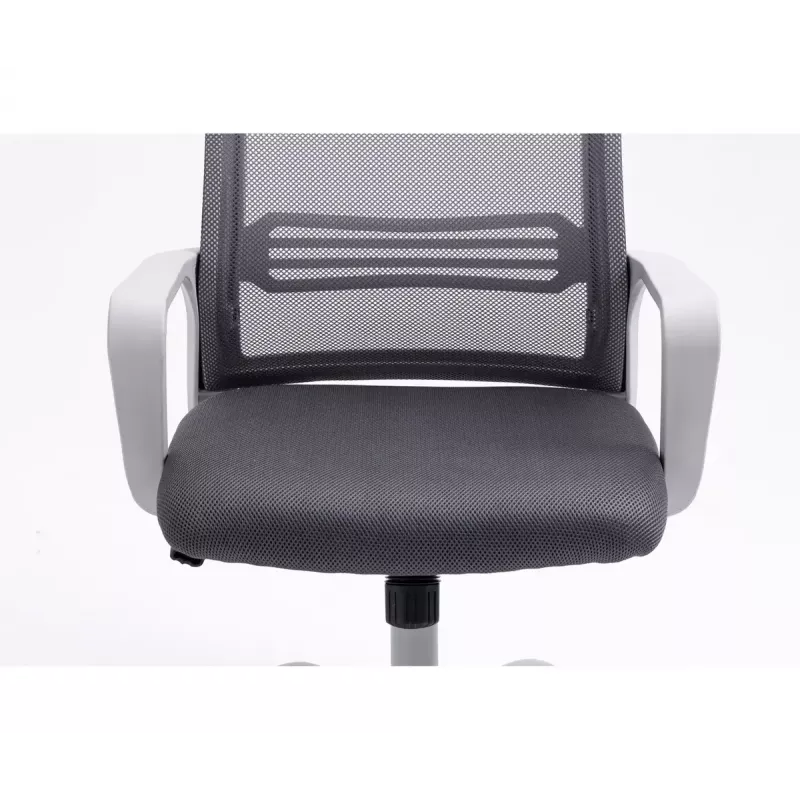 Biroja krēsls ActiveJet YK01 ar polsterētu sēdekli un sieta atzveltni, pelēks, regulējams augstums 46–56 cm