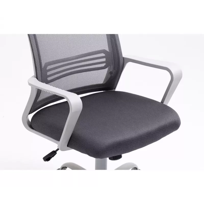 Biroja krēsls ActiveJet YK01 ar polsterētu sēdekli un sieta atzveltni, pelēks, regulējams augstums 46–56 cm
