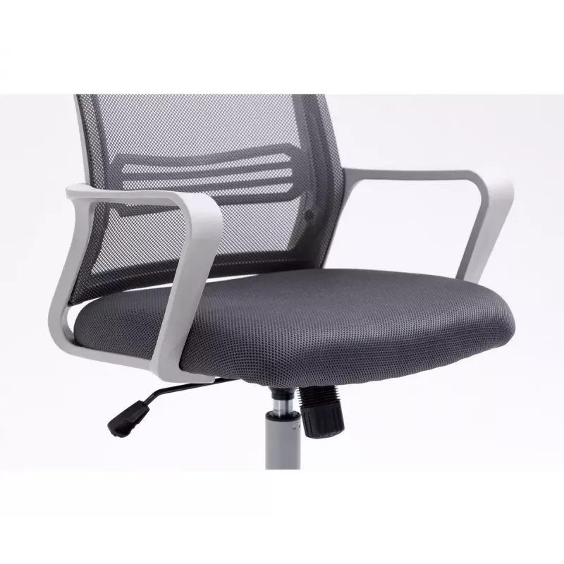 Biroja krēsls ActiveJet YK01 ar polsterētu sēdekli un sieta atzveltni, pelēks, regulējams augstums 46–56 cm