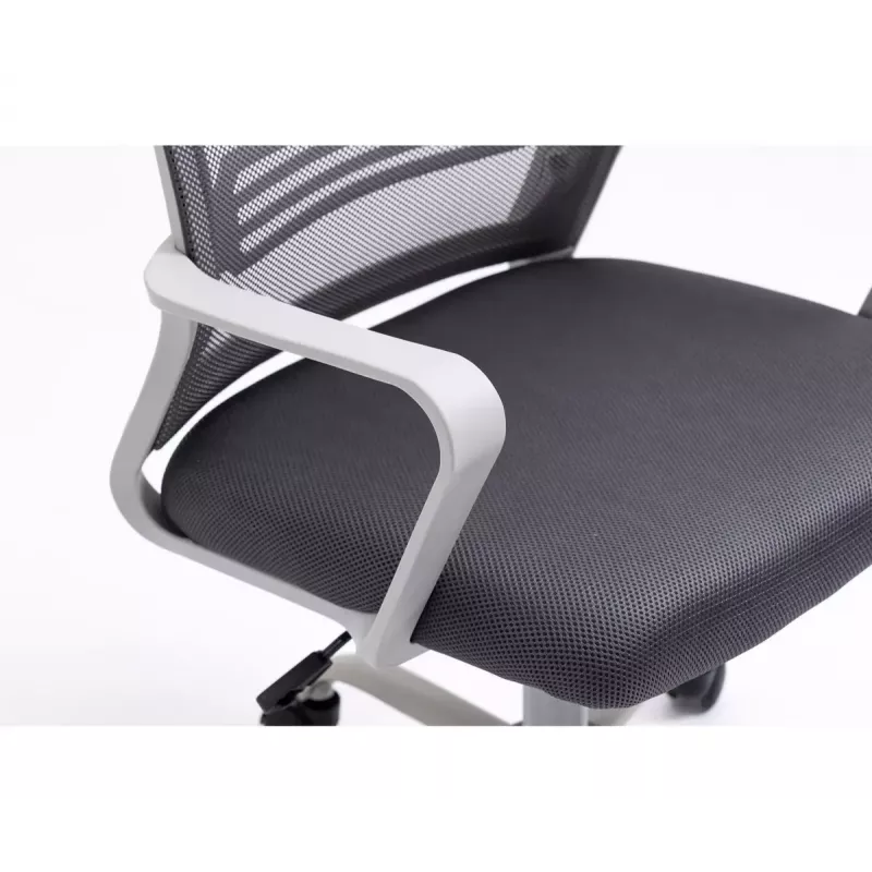 Biroja krēsls ActiveJet YK01 ar polsterētu sēdekli un sieta atzveltni, pelēks, regulējams augstums 46–56 cm