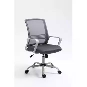 Biroja krēsls ActiveJet YK01 ar polsterētu sēdekli un sieta atzveltni, pelēks, regulējams augstums 46–56 cm