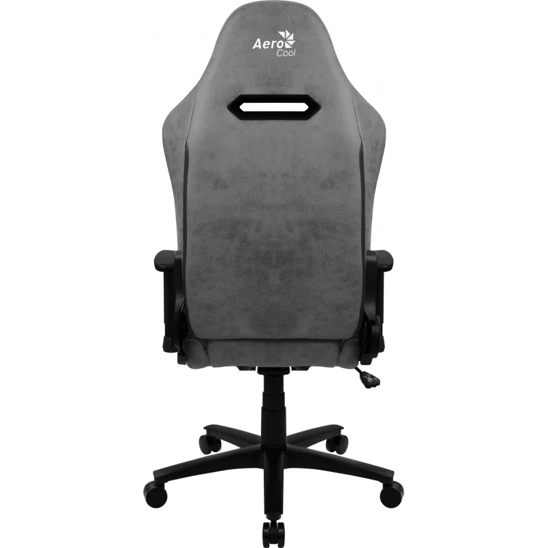 Spēļu krēsls AEROCOOL DUKE AeroSuede Melns Pelēks — 2D roku balsti, tauriņa mehānisms, max lietotājs 150 kg