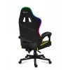 Spēļu krēsls Huzaro FORCE 4.4 RGB Melns — auduma polsterēts kausveida sēdeklis, max 130 kg, regulējama atzveltne, augstums 115–125 cm, RGB apgaismojums