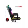 Spēļu krēsls Huzaro FORCE 4.4 RGB Melns — auduma polsterēts kausveida sēdeklis, max 130 kg, regulējama atzveltne, augstums 115–125 cm, RGB apgaismojums