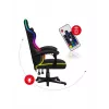 Spēļu krēsls Huzaro FORCE 4.4 RGB Melns — auduma polsterēts kausveida sēdeklis, max 130 kg, regulējama atzveltne, augstums 115–125 cm, RGB apgaismojums