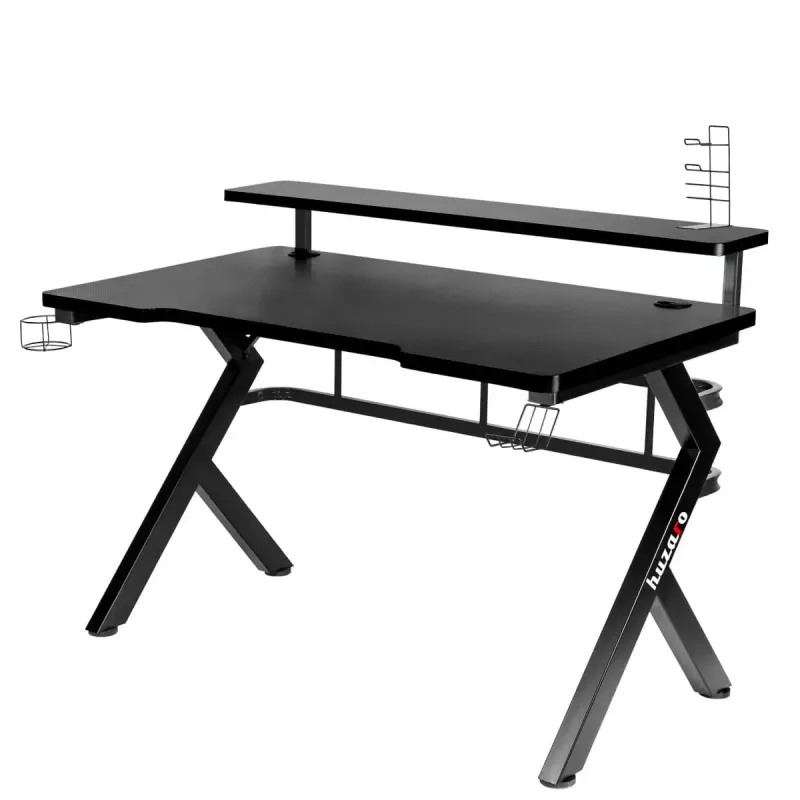 Spēļu galds Huzaro Hero 5.0 Melns – taisns alumīnija rāmis, oglekļa šķiedras virsma 1200×600 mm
