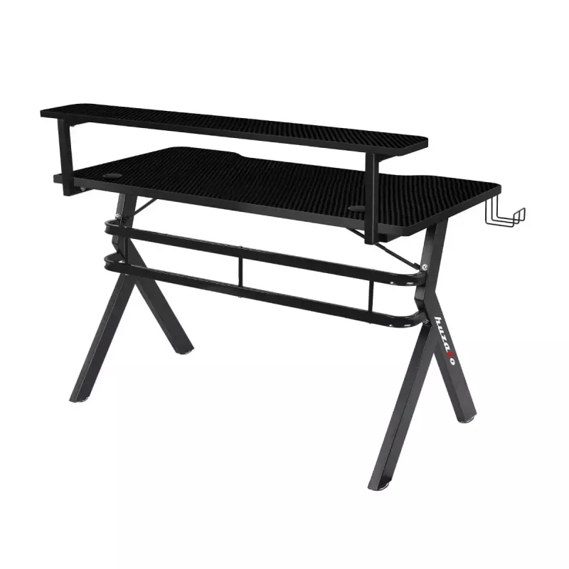 Spēļu galds Huzaro Hero 5.0 Melns – taisns alumīnija rāmis, oglekļa šķiedras virsma 1200×600 mm
