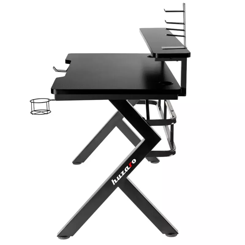Spēļu galds Huzaro Hero 5.0 Melns – taisns alumīnija rāmis, oglekļa šķiedras virsma 1200×600 mm