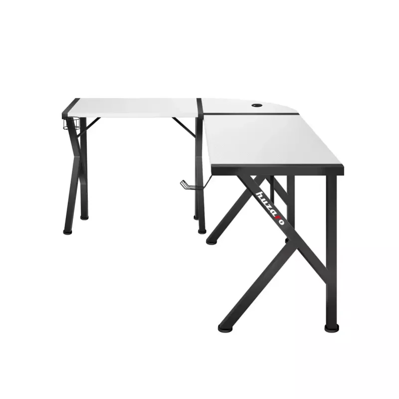 Stūra spēļu galds Huzaro Hero 6.3 Balts L-veida oglekļa šķiedras virsma 1540×1170×740 mm