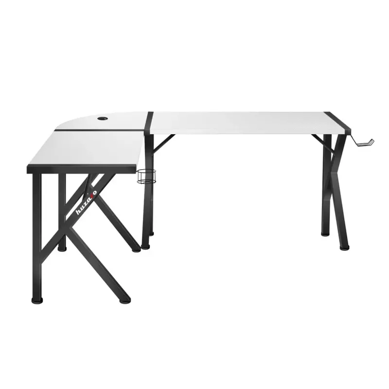 Stūra spēļu galds Huzaro Hero 6.3 Balts L-veida oglekļa šķiedras virsma 1540×1170×740 mm