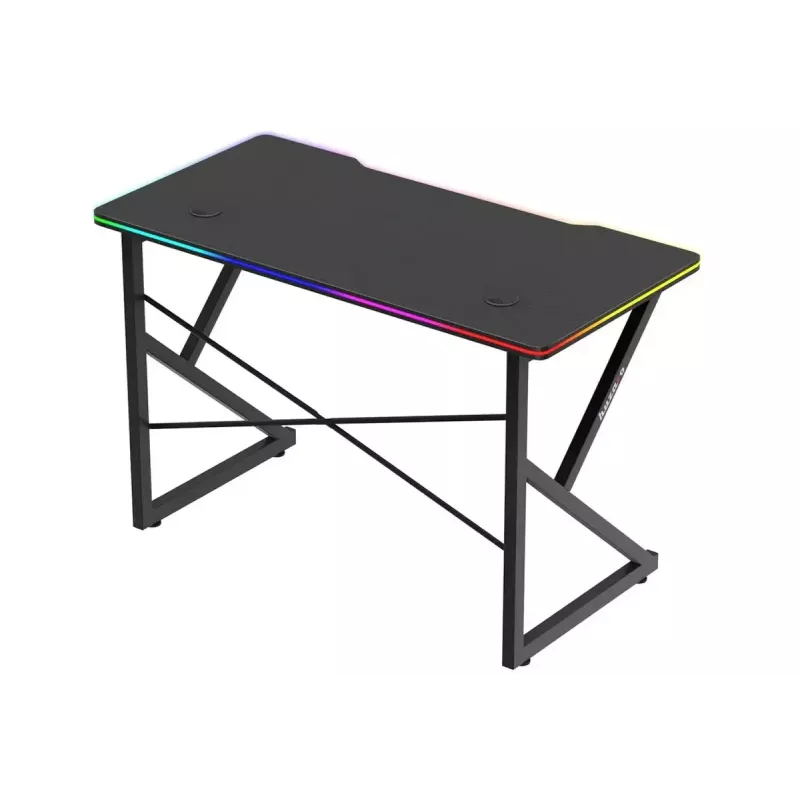 Gaminga galds Huzaro Hero 1.7 RGB Black – taisns ergonomisks galds 1200x600 mm, 750 mm augstums, LED, krūzes turētājs, austiņu āķis