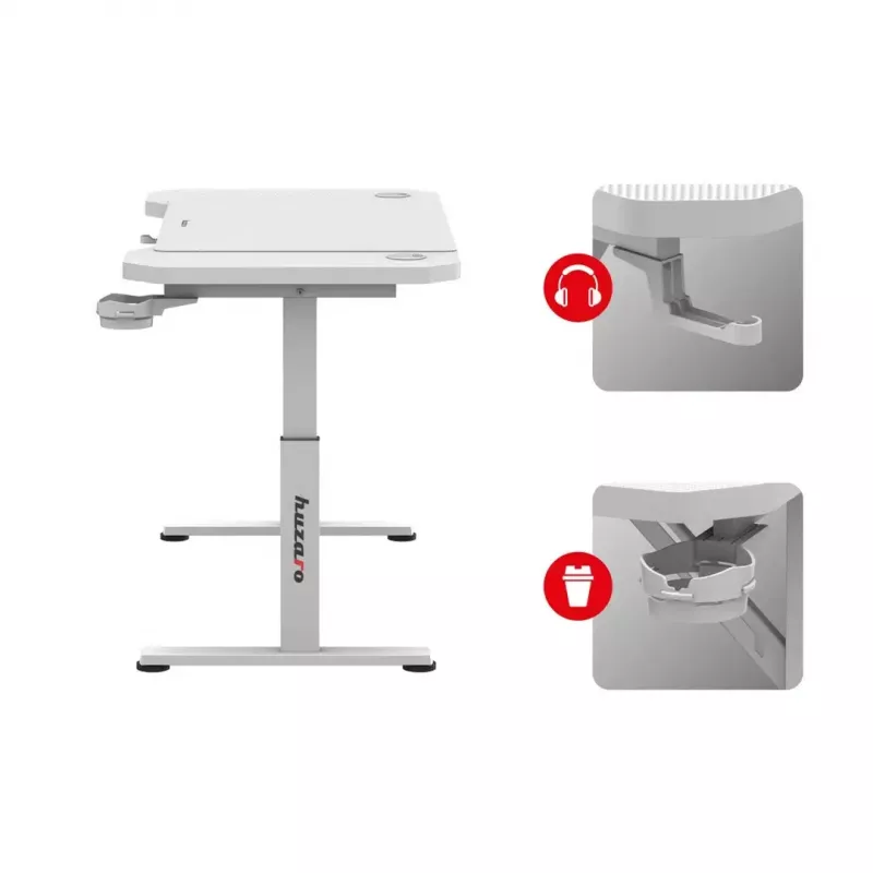 Spēļu krēsls huzaro Hero 2.6 Balts — ergonomisks regulējams augstas atzveltnes grozāms sēdeklis ar krūzes turētāju un austiņu āķi