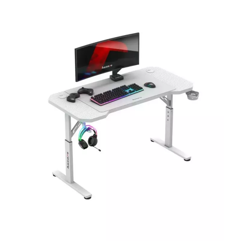 Spēļu krēsls huzaro Hero 2.6 Balts — ergonomisks regulējams augstas atzveltnes grozāms sēdeklis ar krūzes turētāju un austiņu āķi