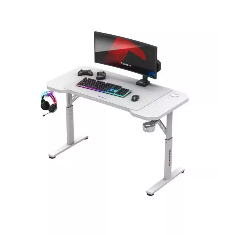 Spēļu krēsls huzaro Hero 2.6 Balts — ergonomisks regulējams augstas atzveltnes grozāms sēdeklis ar krūzes turētāju un austiņu āķi