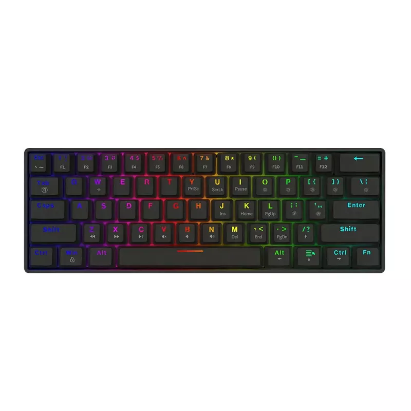 Mehāniskā spēļu tastatūra SAVIO BLACKOUT X2 BLUE, 61 taustiņš 60% USB Type-C atvienojams kabelis, RGB LED, Outemu Blue slēdži, N-key rollover