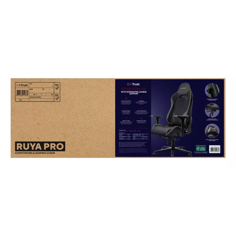 Trust GXT 721 Ruya Pro Universāla spēļu krēsla Melns