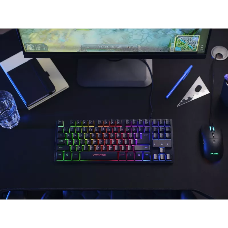 Trust GXT 833 Thado spēļu tastatūra USB melna, sudraba