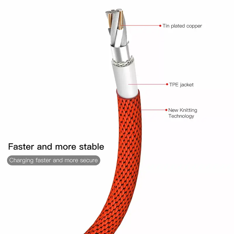 USB-A uz Lightning kabelis Baseus Yiven 1,8 m, 2 A, sarkans, termoplastiskais elastomēra apvalks