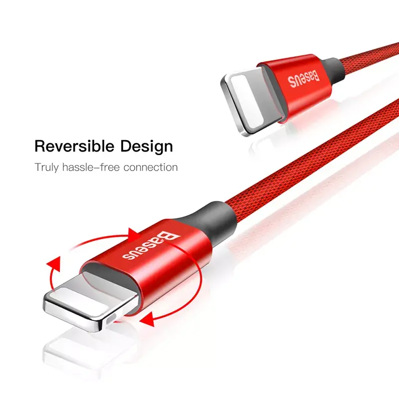 USB-A uz Lightning kabelis Baseus Yiven 1,8 m, 2 A, sarkans, termoplastiskais elastomēra apvalks