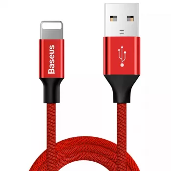 USB-A uz Lightning kabelis Baseus Yiven 1,8 m, 2 A, sarkans, termoplastiskais elastomēra apvalks