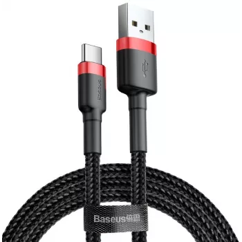 BASEUS Cafule ātrās uzlādes kabelis ar pinumu - USB Type-A uz Type-C 2A - 2m - Melns (Neilons)
