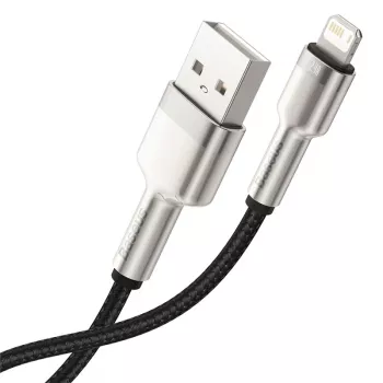 BASEUS Fast Charge Cafule Datu pārraides kabelis - USB Type-A uz Lightning - 480Mbps (2.4A PD) - 1m - Melns