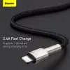 BASEUS Fast Charge Cafule Datu pārraides kabelis - USB Type-A uz Lightning - 480Mbps (2.4A PD) - 1m - Melns