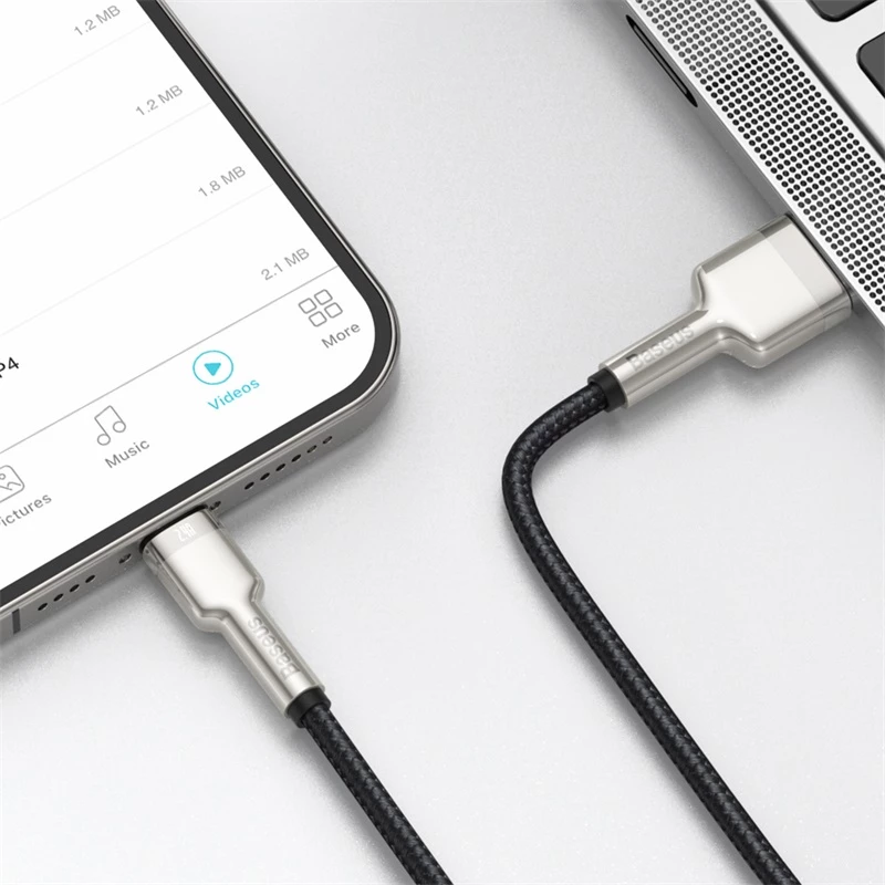 BASEUS Fast Charge Cafule Datu pārraides kabelis - USB Type-A uz Lightning - 480Mbps (2.4A PD) - 1m - Melns