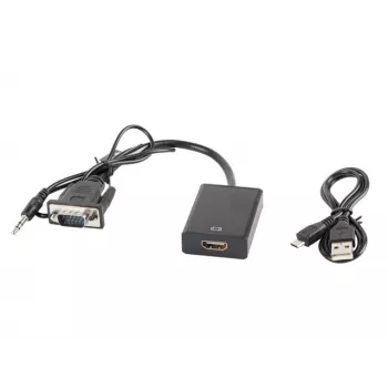 LANBERG Video kabeļa adapteris HDMI A tipa (standarta) uz VGA (D-Sub) 0.2m Melns