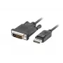 Video kabeļa adapteris LANBERG DisplayPort (vīrišķais) uz DVI‑D (vīrišķais), 1 m, melns, atbalsta 1080p